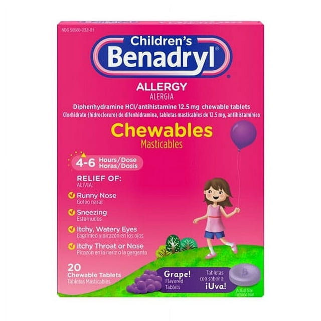 BENADRYL CHILD GRAPE CHEW TAB 12.5mg 20ct