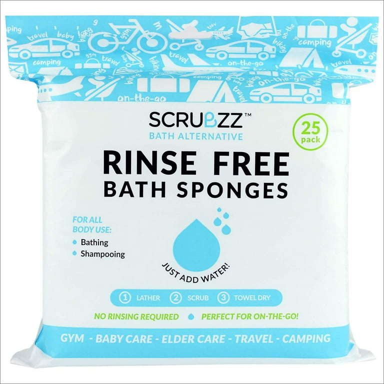 Scrubzzz Rinse-Free Bath Sponges - 25 pack