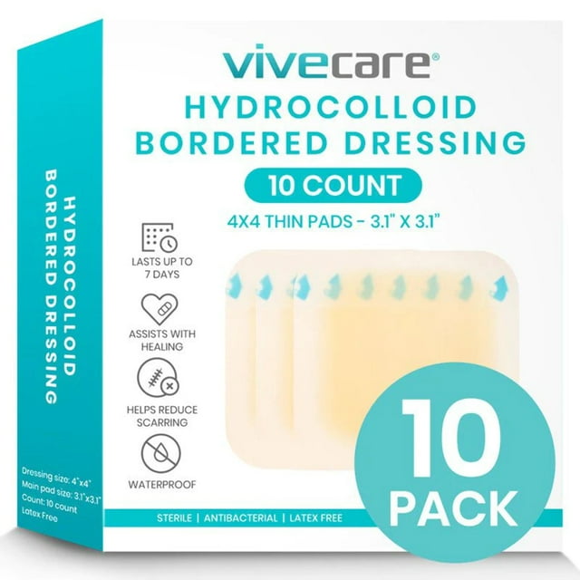 Hydrocolloid Bordered Dressing (Sterile) 4"x4" - 10 count