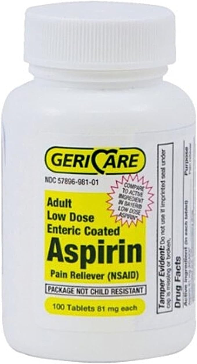 Pain Relief 81 mg Strength Aspirin Tablet 100 per Bottle