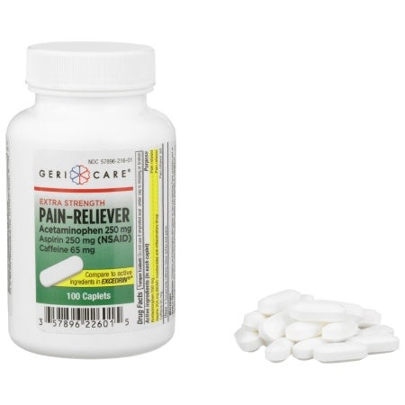 Pain Relief 250 mg - 65 mg Strength Acetaminophen / Aspirin / Caffeine 100ct