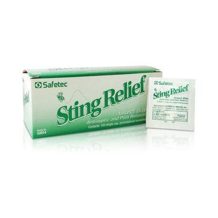 Sting Relief Towelette - Insect Bite - Antiseptic and Pain Reliever