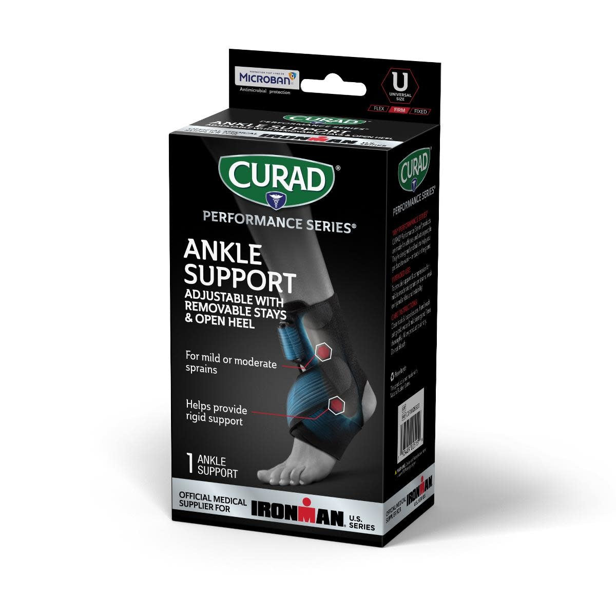 CURAD Performance Series IRONMAN Ankle Support with Removable Stays, Adjustable