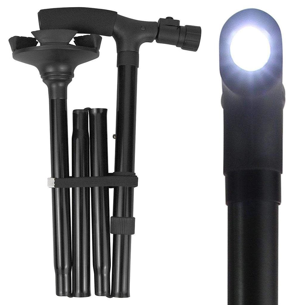 Folding Cane w/ LED - Black