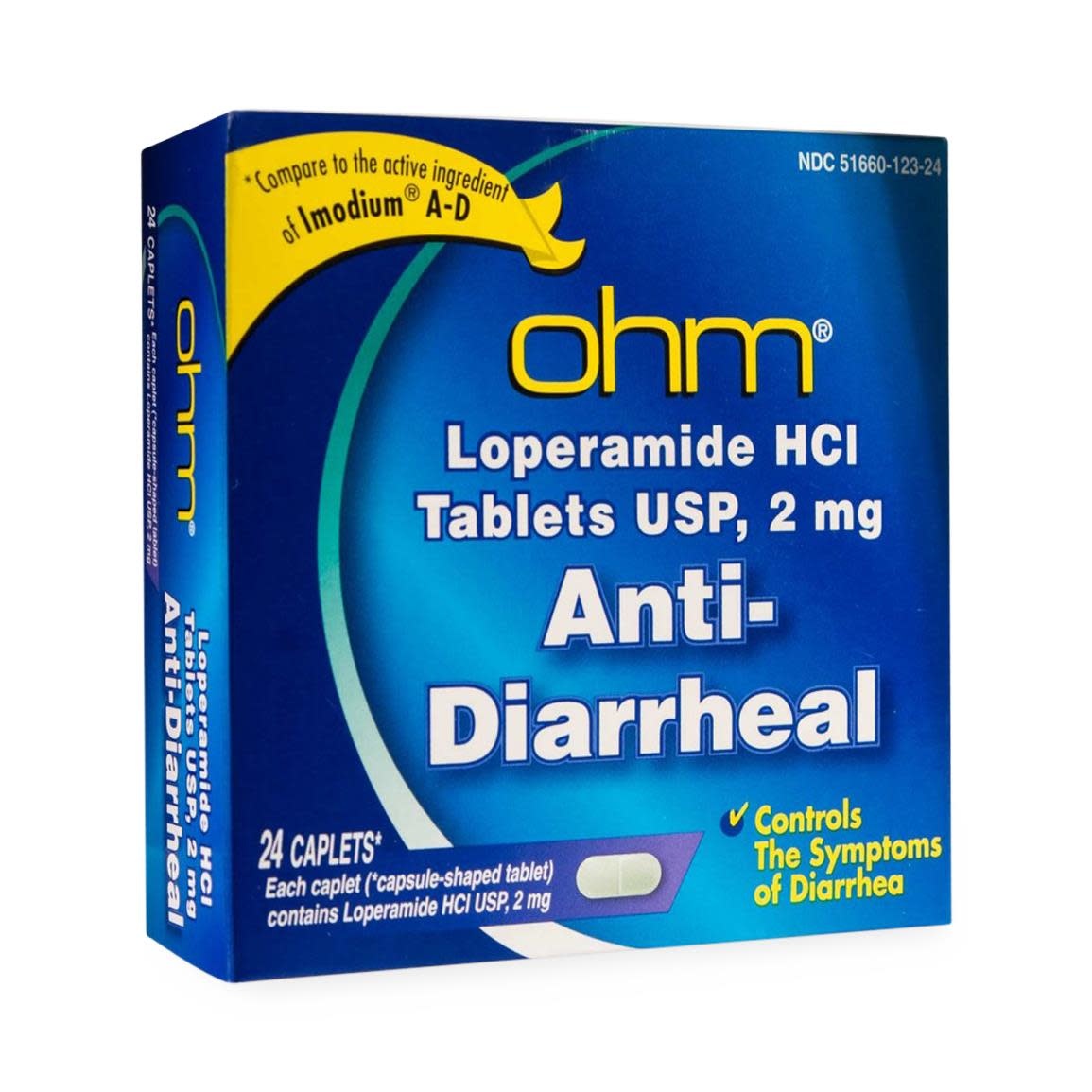 Anti Diarrhea Caplets Loperamide 2mg 24ct.