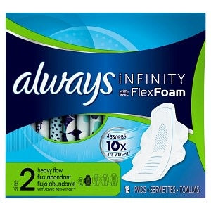 Always Infinity Size 2 Super Pads with Wings